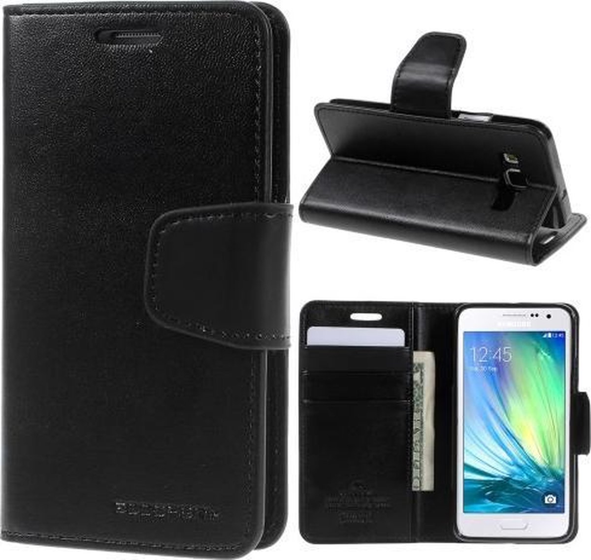 Goospery Sonata Leather case hoesje Samsung Galaxy Core Prime zwart