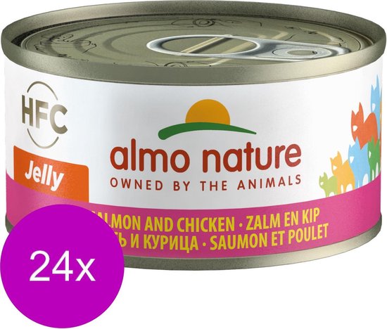 Almo Nature Natvoer voor Katten - HFC Jelly - 24 x 70g - Zalm & Kip - 24 x 70 gram