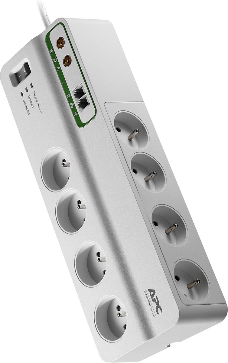 APC Stekkerdoos met overspanningsbeveiliging / 8x penaarde + Coax + Telefoon