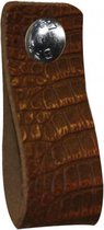 NiiNiiX Leren handgreep met crocodile print bruin - 3 - Maat M 3,0 x 17 cm