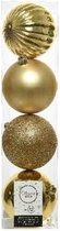 4x Licht gouden kunststof kerstballen 10 cm - Mix - Onbreekbare plastic kerstballen - Kerstboomversiering licht goud
