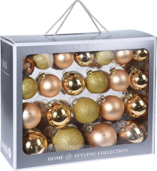 44x Gouden glazen kerstballen 6-7-8-10 cm - Mat/glans - Kerstboomversiering  goud | bol.com