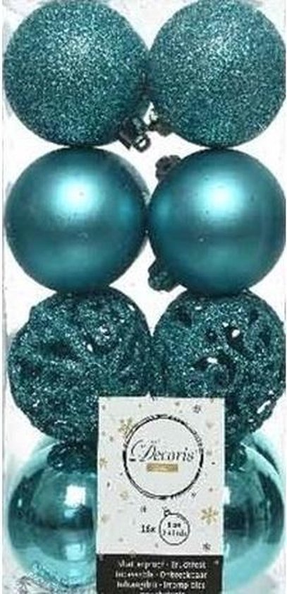 voordeel map middelen 16x Turquoise blauwe kunststof kerstballen 6 cm - Mix - Onbreekbare  plastic... | bol.com