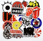 50x vinyl Muziek bands stickers - oa Soundgarden, U2, RHCP, Nirvana, Coldplay - UV bestendig, watervast, verwijderbaar  - Plaatjes voor Laptop, koelkast, skateboard, gitaar, koffer