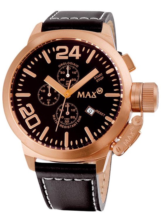 MAX Horloge - Rosékleurig (kleur kast) - Zwart bandje - 47 mm