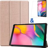 Hoes Geschikt voor Samsung Galaxy Tab A 10.1 2019 Hoes Book Case Hoesje Trifold Cover Met Screenprotector - Hoesje Geschikt voor Samsung Tab A 10.1 2019 Hoesje Bookcase - Rosé goud