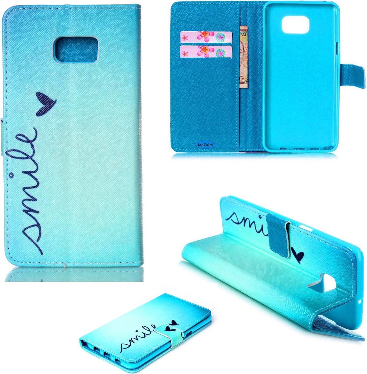 Smile Print wallet hoesje Samsung Galaxy S6 Edge Plus