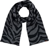 Luxe gebreide kindersjaal met zebra print antraciet