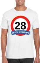 Verkeersbord 28 jaar t-shirt wit heren M