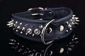 Dog's Companion - Leren halsband - met spikes - 40-47cmx40 mm - Zwart - 996zwart