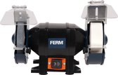 FERM - BGM1020 - Tafelslijpmachine - 2 - Slijpstenen - K36 - Grof - en - K80 - Fijn - Slijpen - 250W - Stofdichte schakelaar - 2 - Vonkenvangers - 2 - Werksteunspanen - Veiligheidsbril - Monteerbaar - op - Werkbank - Afbramen - Slijpen - Scherpen