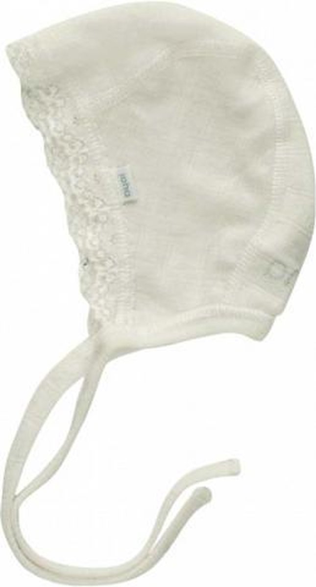 Wit kanten Babymutsje wol/zijde (Joha) | 45-cm-4-9-maanden