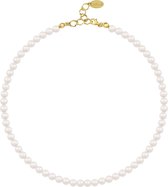 ARLIZI 1179 Parelketting - Dames - 925 Zilver Verguld - 42 cm - 6 mm - Wit