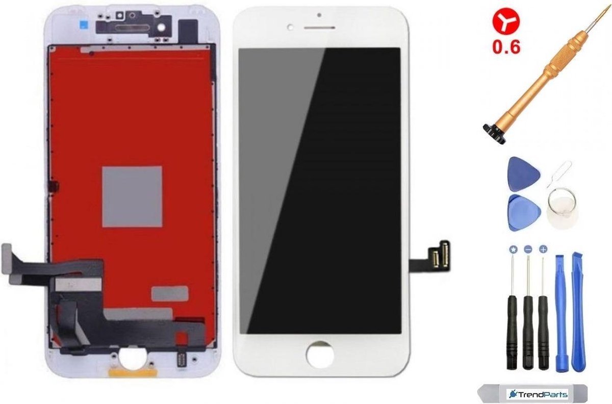TrendParts® LCD scherm voor iPhone 8 WIT - AAA+ kwaliteit incl. Toolkit + Screenprotector