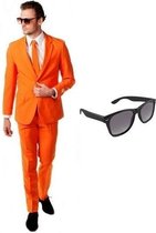 Oranje heren kostuum / pak - maat 48 (M) met gratis zonnebril