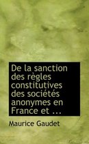 de La Sanction Des Raugles Constitutives Des Sociactacs Anonymes En France Et ...