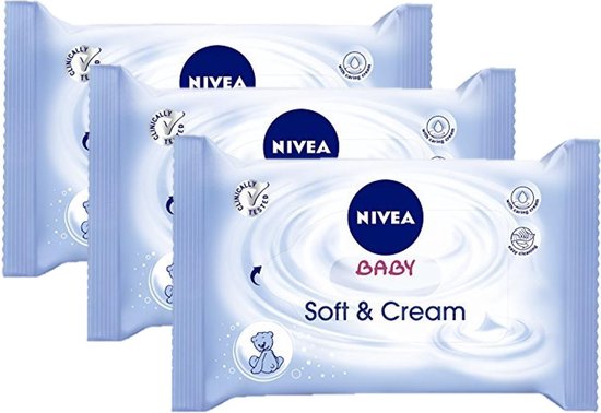 Nivea Baby Soft & Cream - billendoekjes - 3 x 63 doekjes