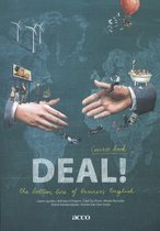 Titelpagina met de tekst 'DEAL! the bottom line of business English' en afbeeldingen van een wereldkaart, windmolens, luchballon en twee handen die elkaar een hand geven.