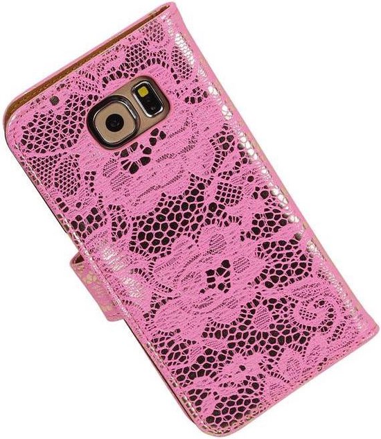 Samsung Galaxy Grand Max - Pink Lace / Lace Design - Étui de protection portefeuille Book Case