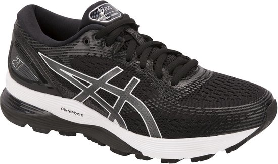 Asics Gel-Nimbus 21 Hardloopschoenen Dames Sportschoenen - Maat 39.5 - Vrouwen - zwart/wit Asics Gel-Nimbus 21 Hardloopschoenen Dames Sportschoenen - Maat 39.5 - Vrouwen - zwart/wit