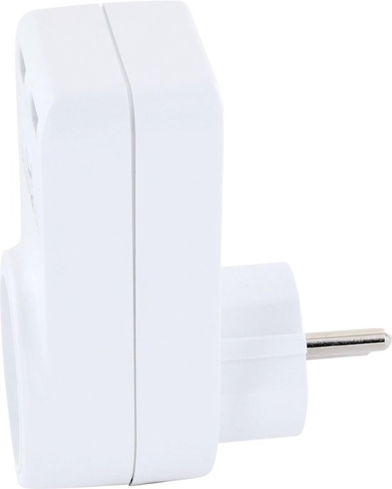 Multi Stopcontact 360° Draaibare Stopcontactadapter met 2 USB-aansluitingen – 3-in-1 ...