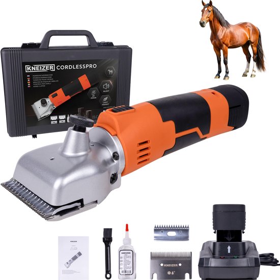 Kneizer CordlessPro Draadloos Scheerapparaat voor Paarden – 2 accu’s en 2 messensets - Geschikt voor het hele paard