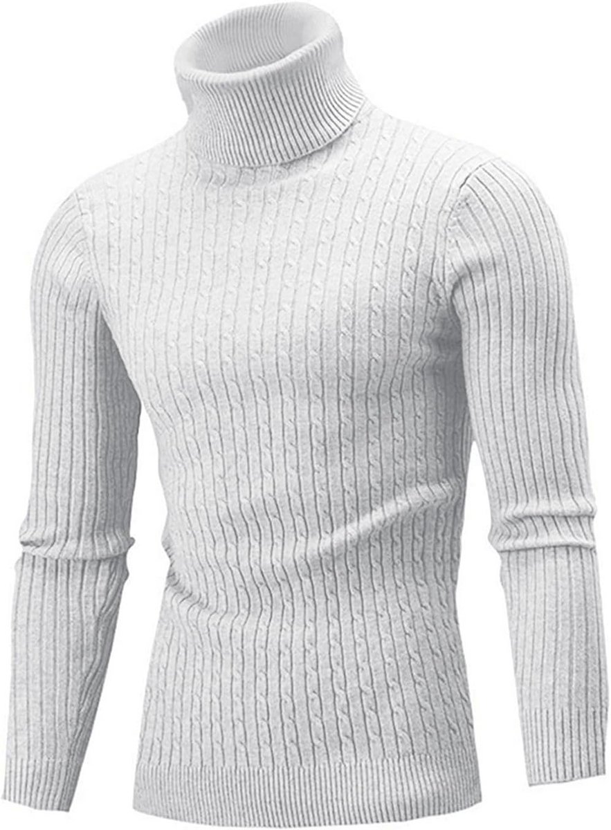 Knit Roll Neck Sweater for Men - Slim Fit, Warm Basic Pullover