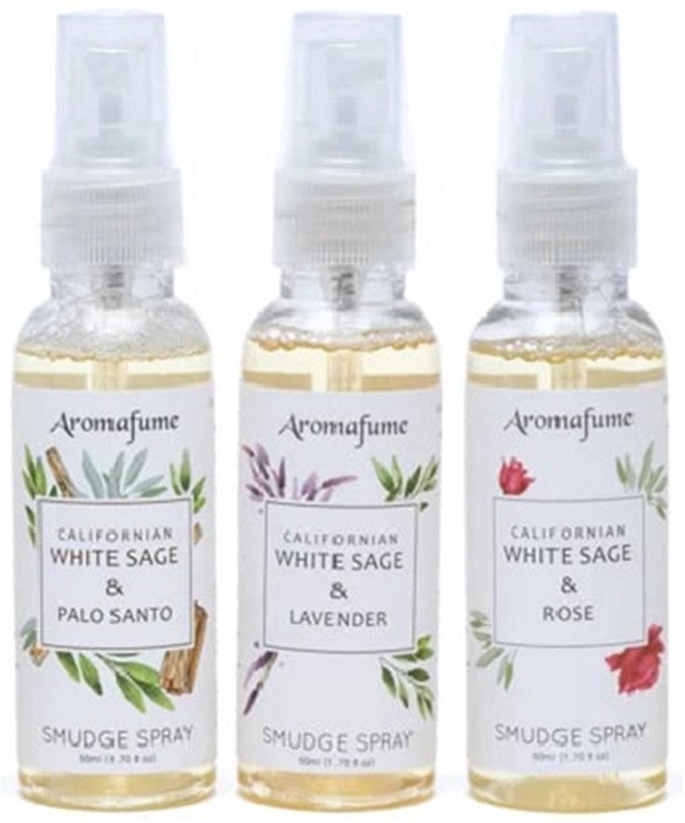 Witte Salie Smudge Spray - Aromafume 3 x 100ml. - Salie Roos - Salie Lavendel - Witte Salie Puur