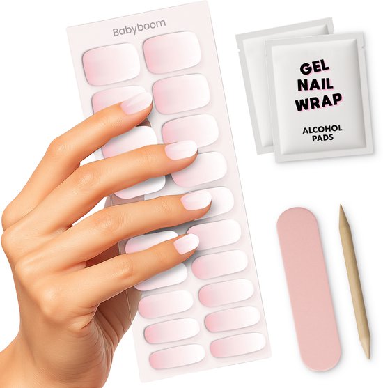Gel Nail Wrap - Roze- Wit - Babyboom - Gel Nail Wraps - Gel Nagel Stickers (incl. Instructievideo)