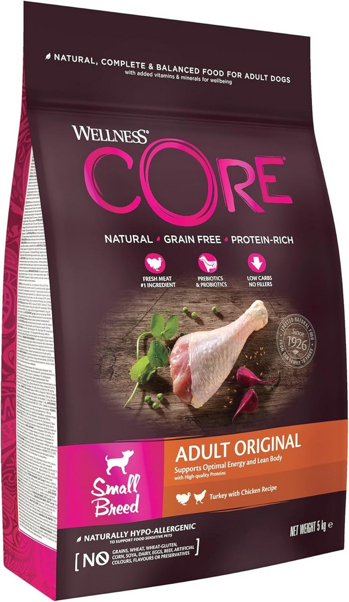 Grain-Free Natural Dog Food for Small Breeds - Turkey & Chicken, 5 kg - Supports Hips & Joints