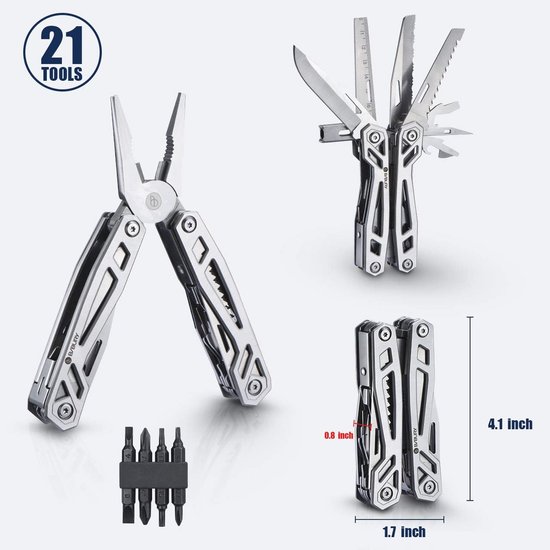 21-in-1 Multitool Tang met Schroevendraaier, Snijder en Buitentools