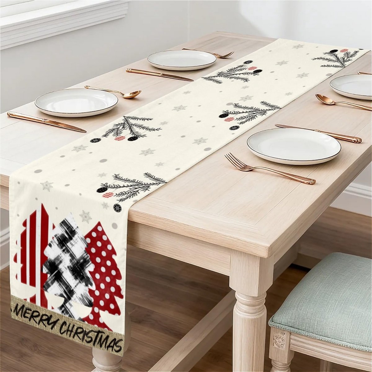 Feestelijke Kerst Tafelloper voor Eettafel - Rustiek en Sfeervol