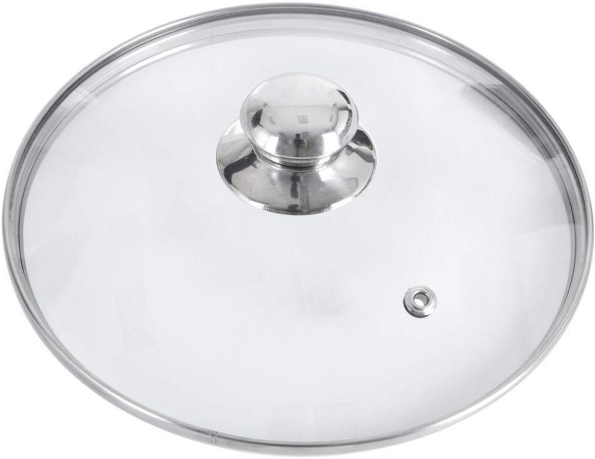 28 cm Glazen Pan Deksel met RVS Handgreep