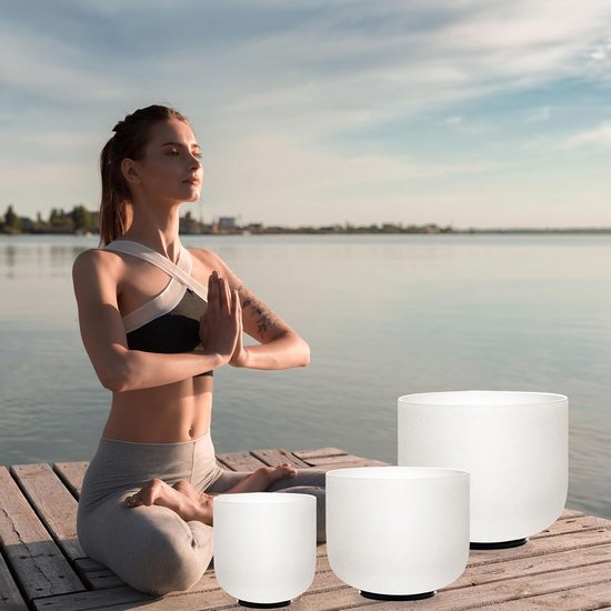 Kristallen Klankschalen Set 3 stuks Chakra Stemming 432 Hz voor Yoga en Healing — afbeelding 3