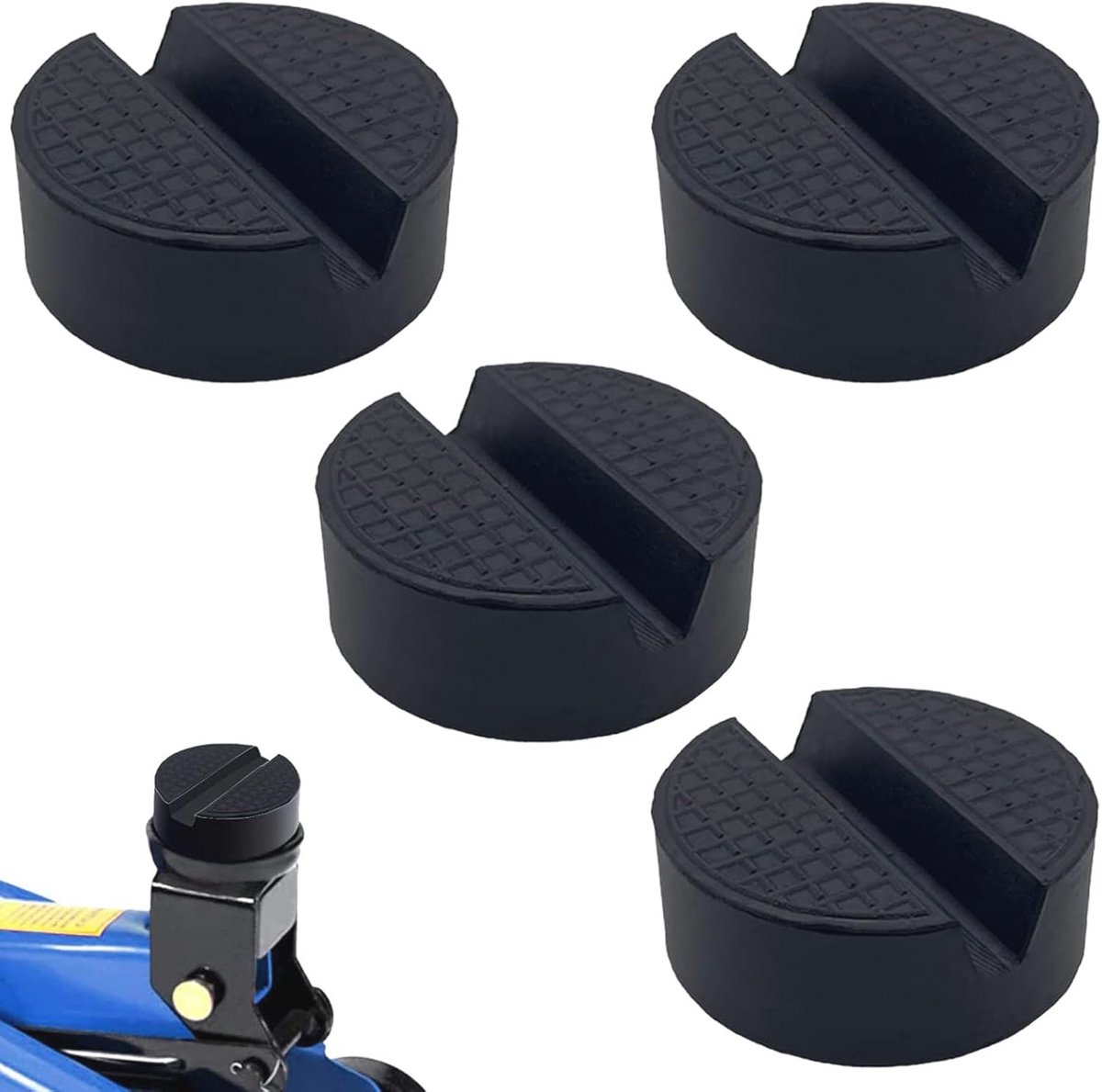 Rubberen krik pad adapters - 4 stuks cirkelvormig - zwart