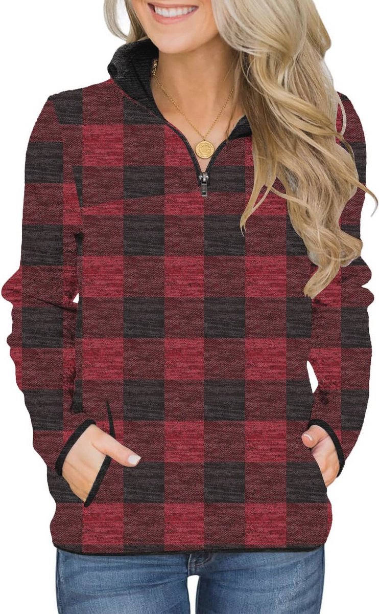 Dames Sweatshirt Met Lange Mouwen en Kraag - Comfortabele Truien Met Zakken