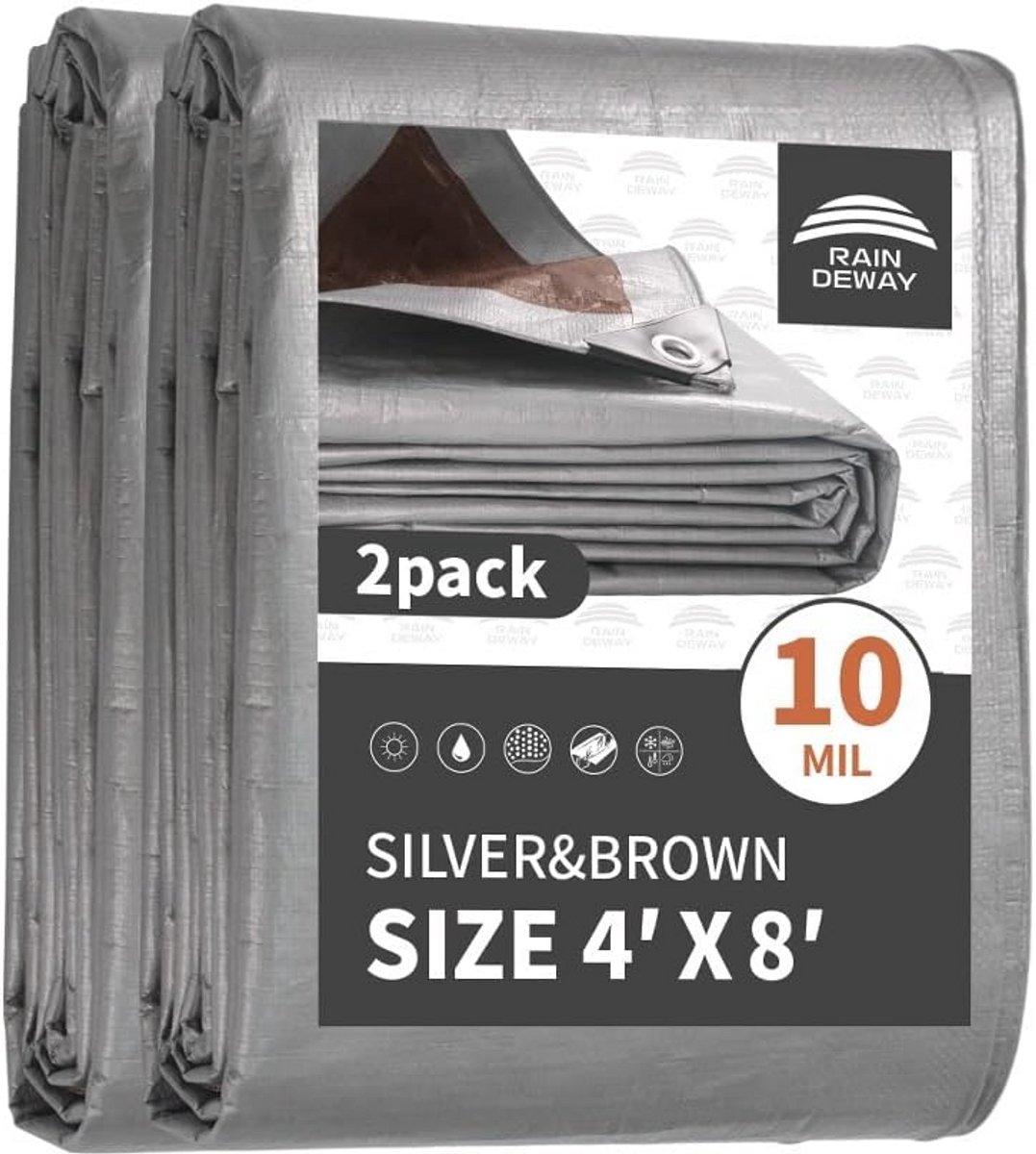 Heavy Duty Waterdicht Dekzeilen 4 x 8 Voeten | 2 Pack Multifunctionele Tarp Cover met Versterkte Randen
