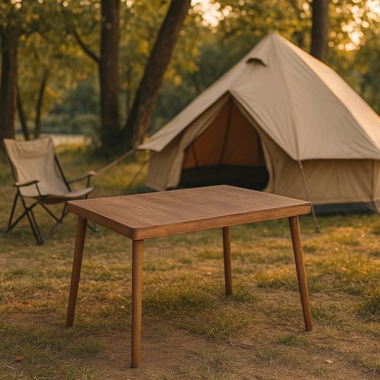 Houten Campingtafel - Compact en Draagbaar - Handgemaakt - Picknicktafel met Verwijderbare Poten - Ideaal voor Buiten en Tuin - 64x50x52cm van Houten — afbeelding 3