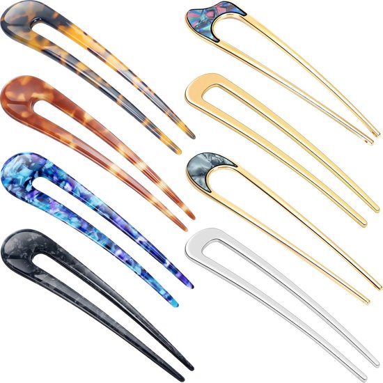 8 épingles à cheveux en forme de U, épingles à cheveux françaises, épingles à cheveux vintage en métal en forme de U pour chignons, accessoires capillaires pour femmes et filles (motifs mignons)