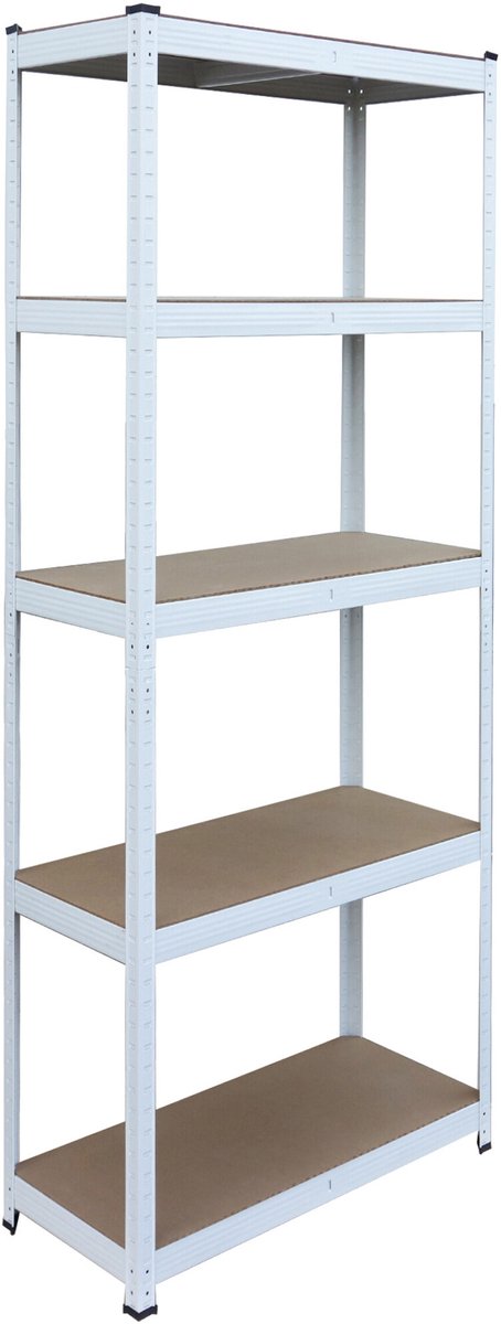 Zware stelling - wit-bruin - 90x180x40 cm - met verstelbare planken - staal