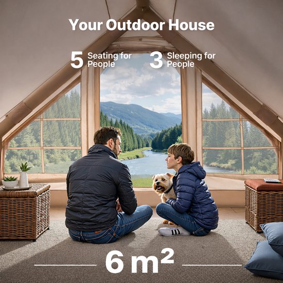 Opblaasbare Tent - Luxe Tent - Grote Kampeertent - Glamping Tent - Outdoor Opblaasbare Wintertent - Familietent Met Kachel Jack - Waterdichte Oxford Tent - Snel Opzetbaar - Draagbare Tent Voor Camping - Inclusief Handpomp En Opbergtas van Merkloos — afbeelding 3