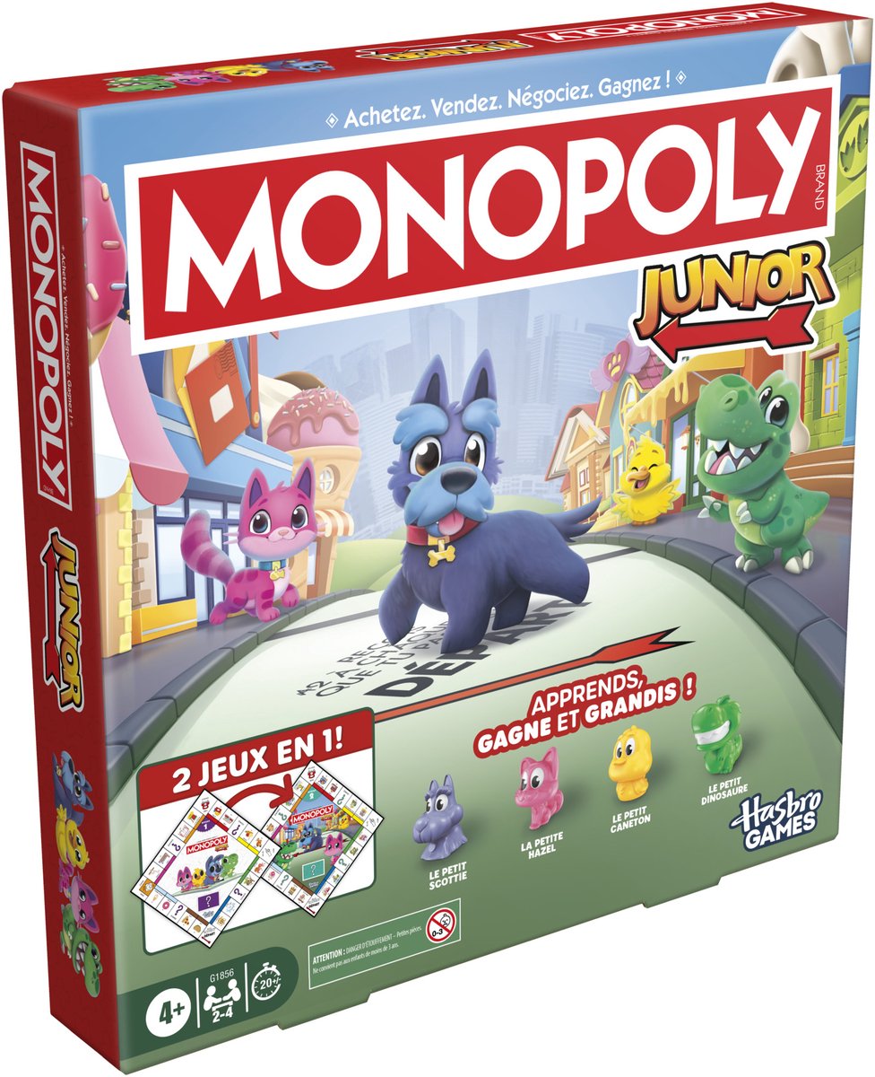 Monopoly Junior-bordspel - 2 spellen in 1 - Fransie Editie — afbeelding 2