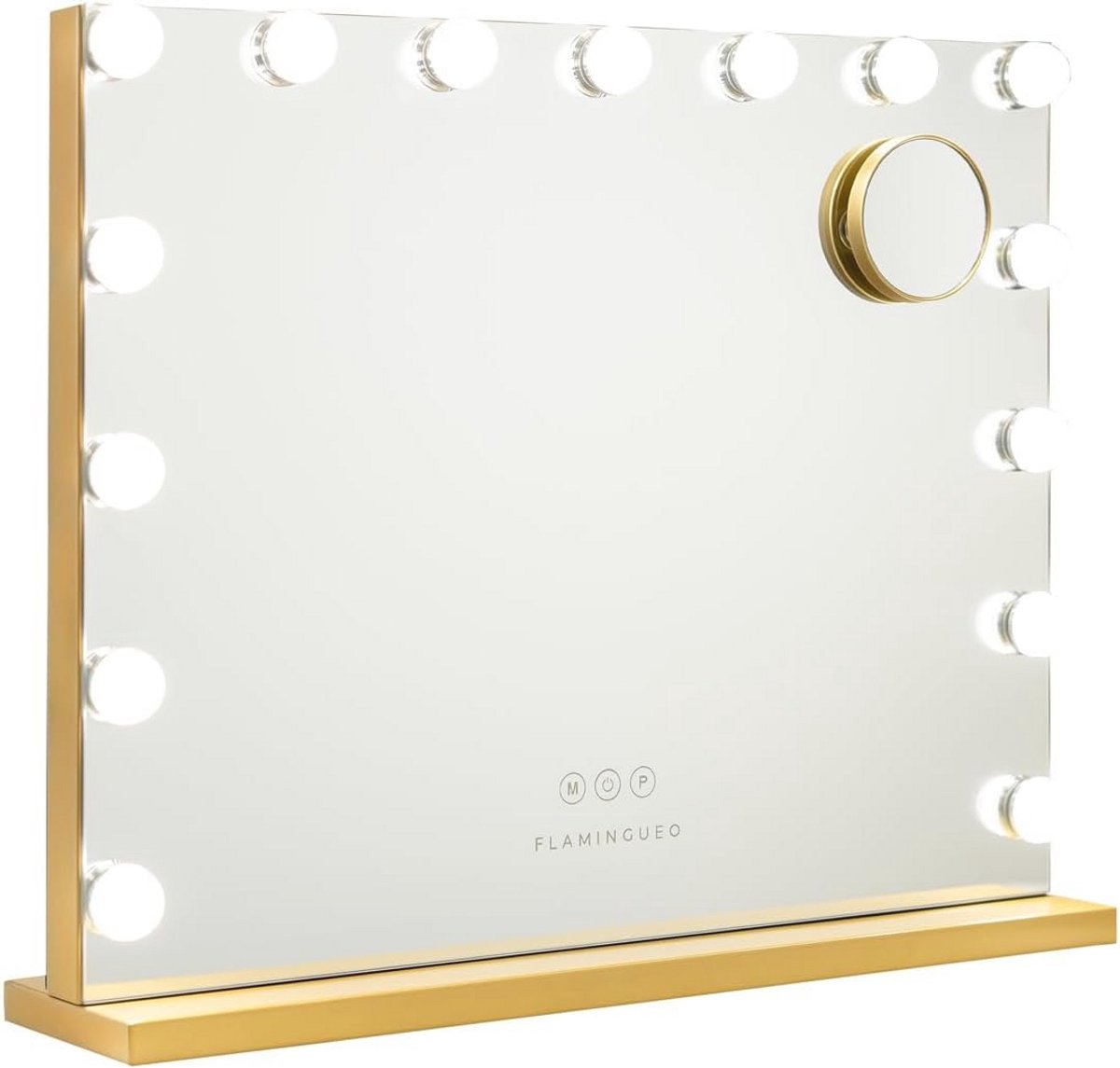 Verlichte Make-up Spiegel met LED-lampen - 3 Lichtstanden - Touch Control - USB-aansluiting - Vergrotende Spiegel - Goud