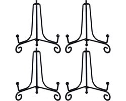 Black Metal Plate Stand - Plate Holder Iron Easel Display Stand for Saucers Plates Art Photo Frame - 4 Inch - 4 PCS