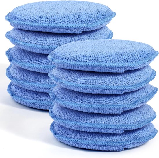 Polijstspons - 10 Stuks - Schoonmaaksponzen - Microvezel - Autopolijstpads - Auto Reinigingssponzen Polijstpads - Polish Foam Applicator Pads - Voor Autoverzorging - Geschikt voor het schoonmaken van auto's en huizen - 125mm - Blauw