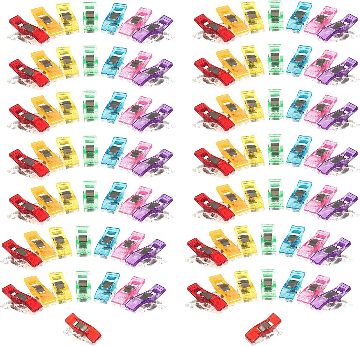Stoffen clips voor naaien en quilten - neonkleuren, 100 stuks
