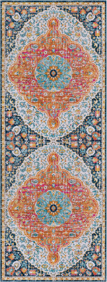 SURYA - Vintage Oosters Tapijt WREN - Meerkleurig/oranje