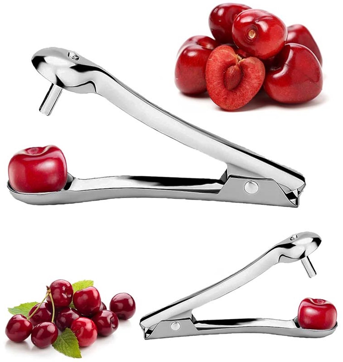 2 stuks RVS Fruit Ontpitter - Voor Kersen, Olijven en Gedroogde Jujube - Steenkernverwijderaar voor Keuken en Huishouden