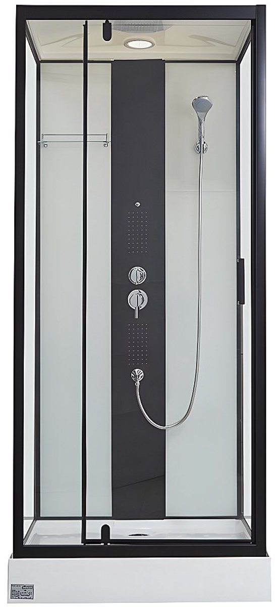 Vente-unique Douchecabine met massagestralen PRIMEA - 2 zones met massagestralen - L90 x D90 x H215 cm - Tropische regenfunctie en handdouchekop L 90 cm x H 215 cm x D 90 cm