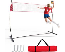 Heavy duty verstelbaar volleybalnetsysteem - Draagbaar vrijstaand net met palen, tas, bal & pomp - Voor tuin, strand, park & training